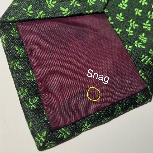 J. Crew Dark Light Green Leaf Design 100% Silk Tie - Picture 4 of 5